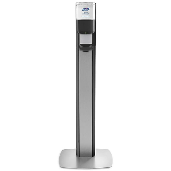Gojo GOJ7316DSSLV Messenger ES6 Silver Panel Floor Stand with Dispenser Floor Stand