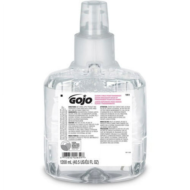 Clear and Mild Foam Handwash Refill, For GOJO LTX-12 Dispenser, Fragrance-Free, 1,200 mL Refill Clear and Mild Foam Handwash Refill, For GOJO LTX-12 Dispenser, Fragrance-Free, 1,200 mL Refill
