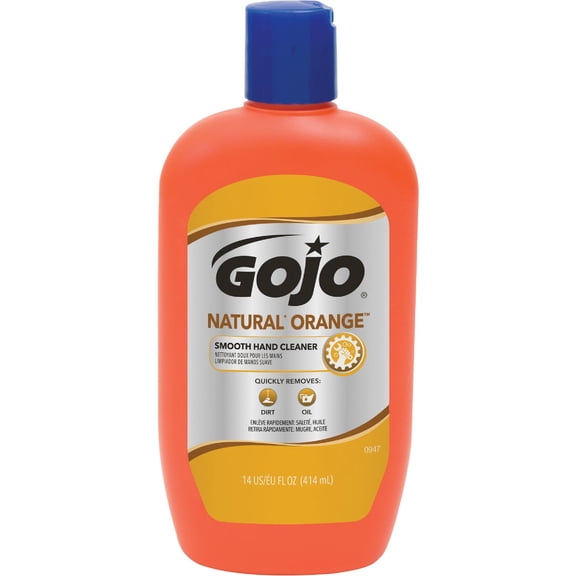 Gojo Natural Orange Smooth Hand Cleaners, Citrus, Squeeze Bottle, 14 oz