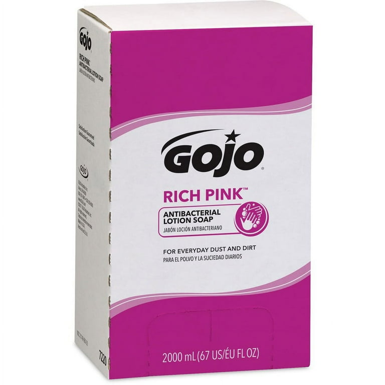 Gojo Rich Pink Antibacterial Lotion Soap Refill - 67.6 fl oz (2 L) - Soil Remover - Antibacterial - 4 / Carton Gojo Rich Pink Antibacterial Lotion Soap Refill - 67.6 fl oz (2 L) - Soil Remover - Antibacterial - 4 / Carton
