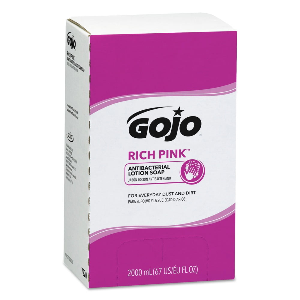 GOJO Industries 7220-04 RICH PINK Floral Scent 2000 mL Antibacterial Lotion Soap Refill for PRO TDX Dispenser (4/Carton)