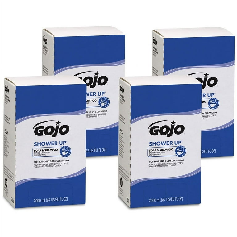 Gojo SHOWER UP Soap & Shampoo - Clean Scent - 67.6 fl oz (2 L) - Hair, Hand, Body - Rose - Pleasant Scent, Bio-based - 4 / Carton Gojo SHOWER UP Soap & Shampoo - Clean Scent - 67.6 fl oz (2 L) - Hair, Hand, Body - Rose - Pleasant Scent, Bio-based - 4 / Carton
