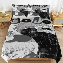 Gojo Satoru 3 Piece Bedding Sets for Boys Girls Teens, Cartoon Soft Kids Duvet Cover with 2 Pillowcases, All Season Comforter Covers Bedroom Decor Gift, 86"x70"