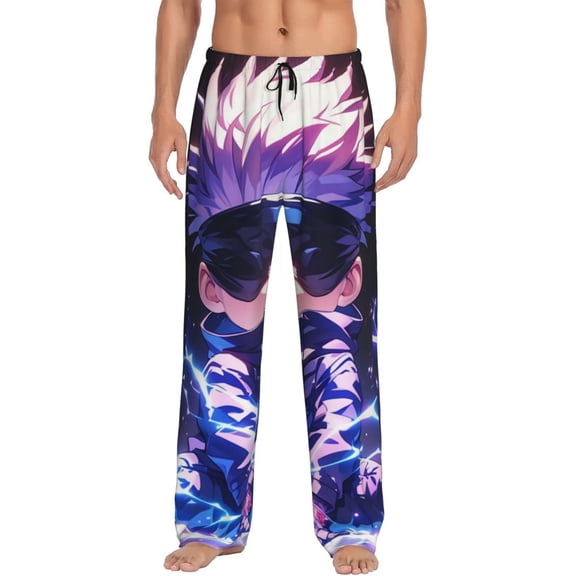 Gojo Satoru Men's Pajama Pant Soft Comfy Lounge Pj Bottoms Loose Elastic Waistband Adult Sleep Pants with Pockets Drawstring