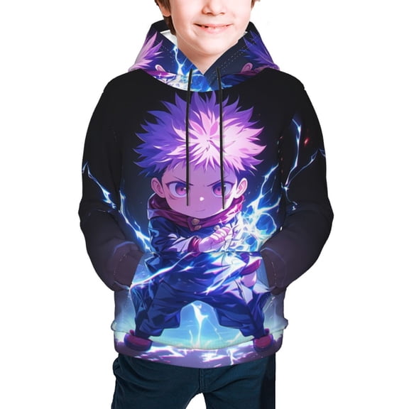 Gojo Satoru Teen Boys Girls Hoodies Cartoon Graphic Hooded Sweatshirts Casual Pocket Pullover Coat for Kids