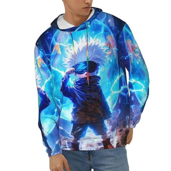 Gojo Satoru Unisex Hoodies 3D Print Hooded Sweatshirt for Men Women, Long Sleeve Fall Pullover Top with Pockets