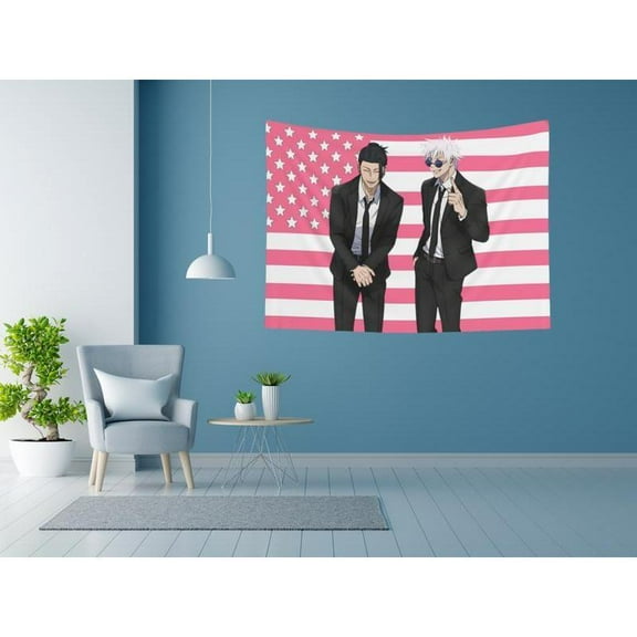 Gojo and Geto Flag Tapestry, Anime Funny Room Merch, Backdrop Tapestry JJK Aesthetic