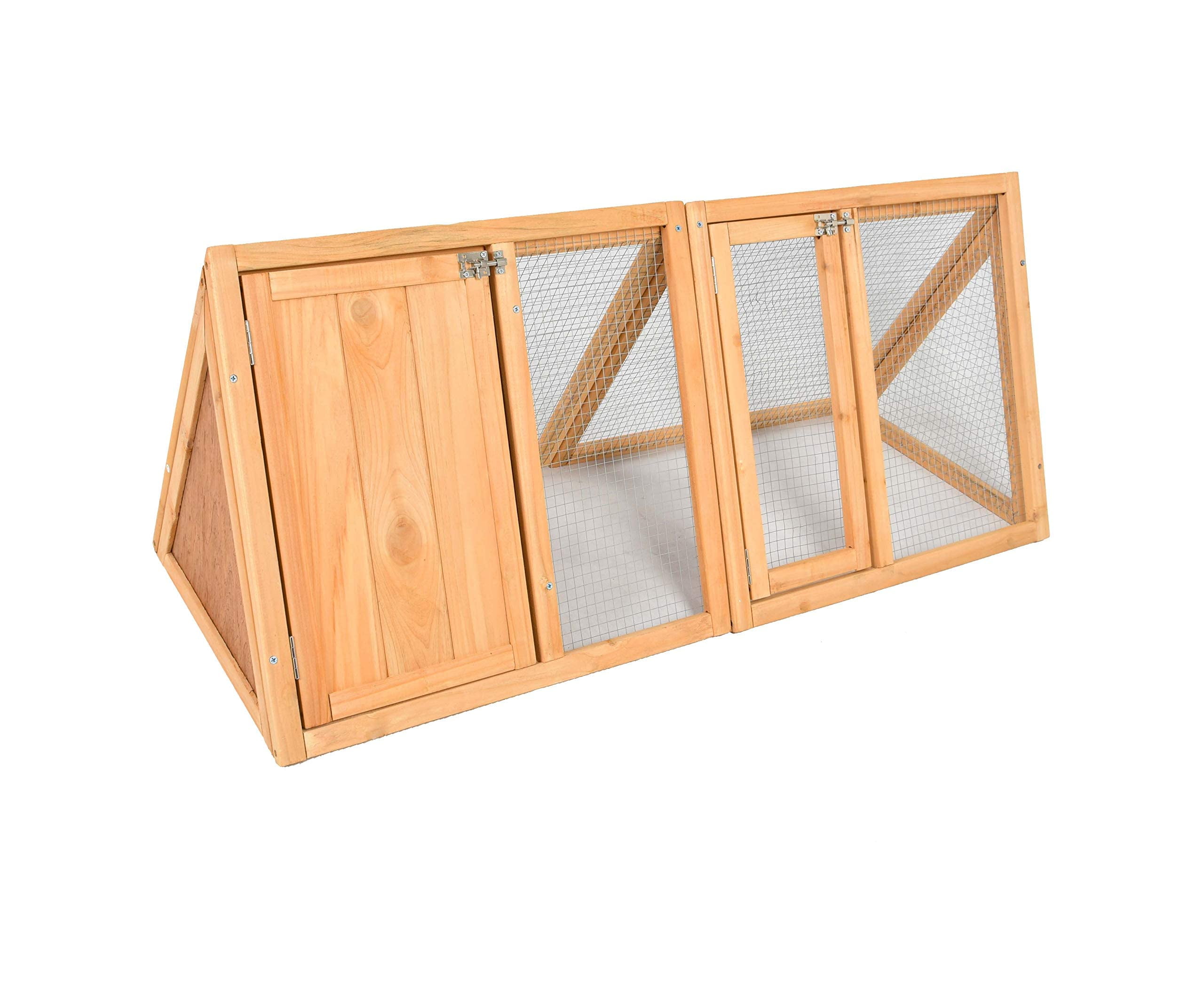Gojooasis Wooden Triangle Outdoor Chicken Coop Rabbit Hutch For Small Pets