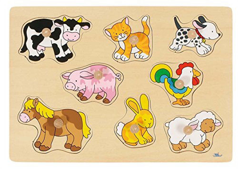 Goki-56813 Puzzle Numeri 0-9 In Legno, 4 Cubi Per Bambini 2+ Anni - Gioco Educativo Multicolore