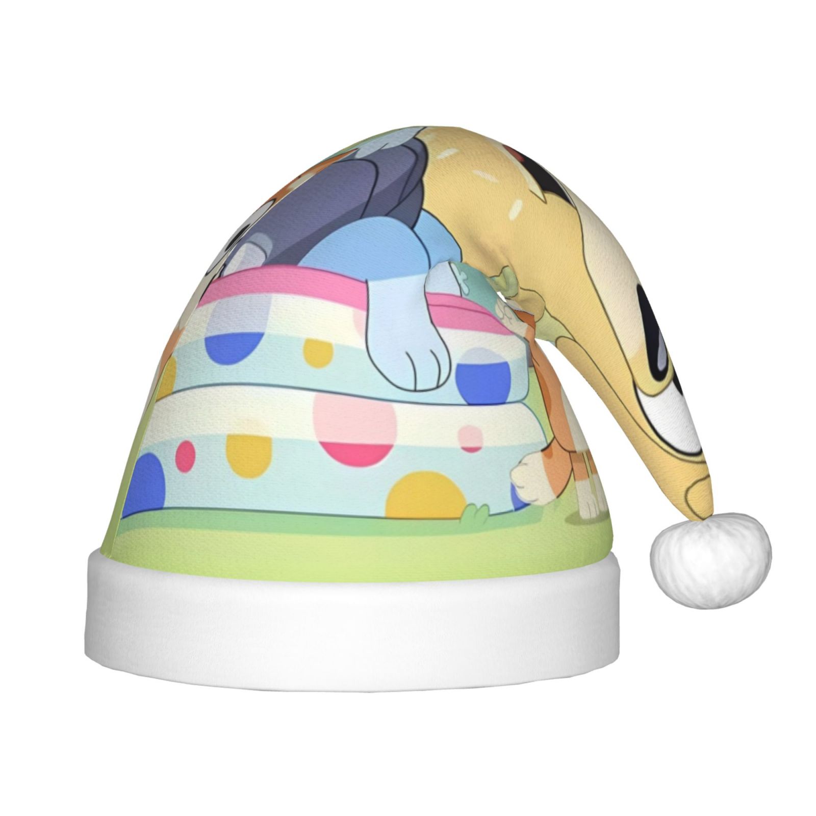 Gokiu Bluey Santa Hat for Kids Baby Christmas Hats Classic Santa Claus Hat for Christmas New Year Party