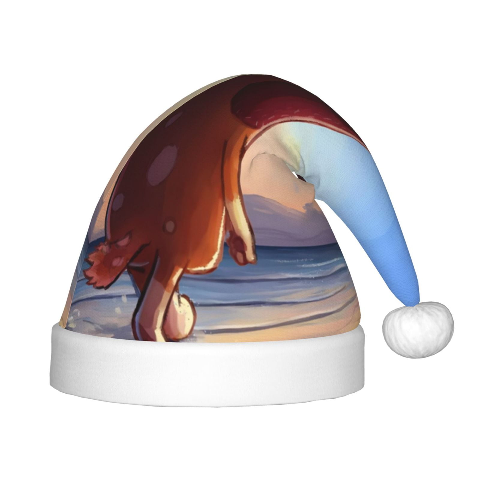 Gokiu Bluey Santa Hat for Kids Baby Christmas Hats Classic Santa Claus Hat for Christmas New Year Party