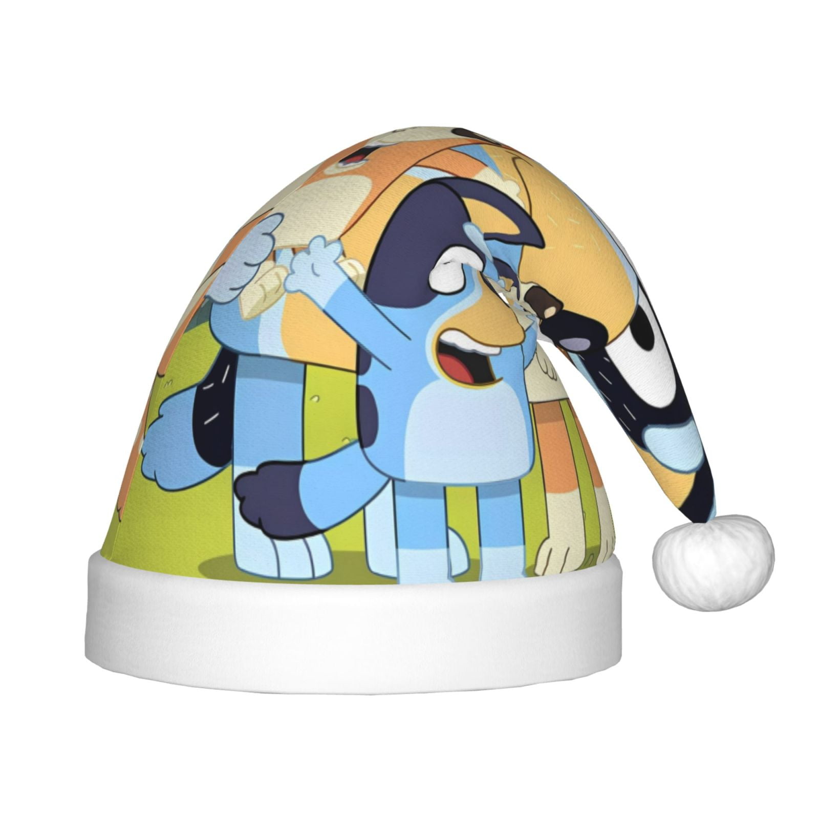 Gokiu Bluey Santa Hat for Kids Baby Christmas Hats Classic Santa Claus Hat for Christmas New Year Party