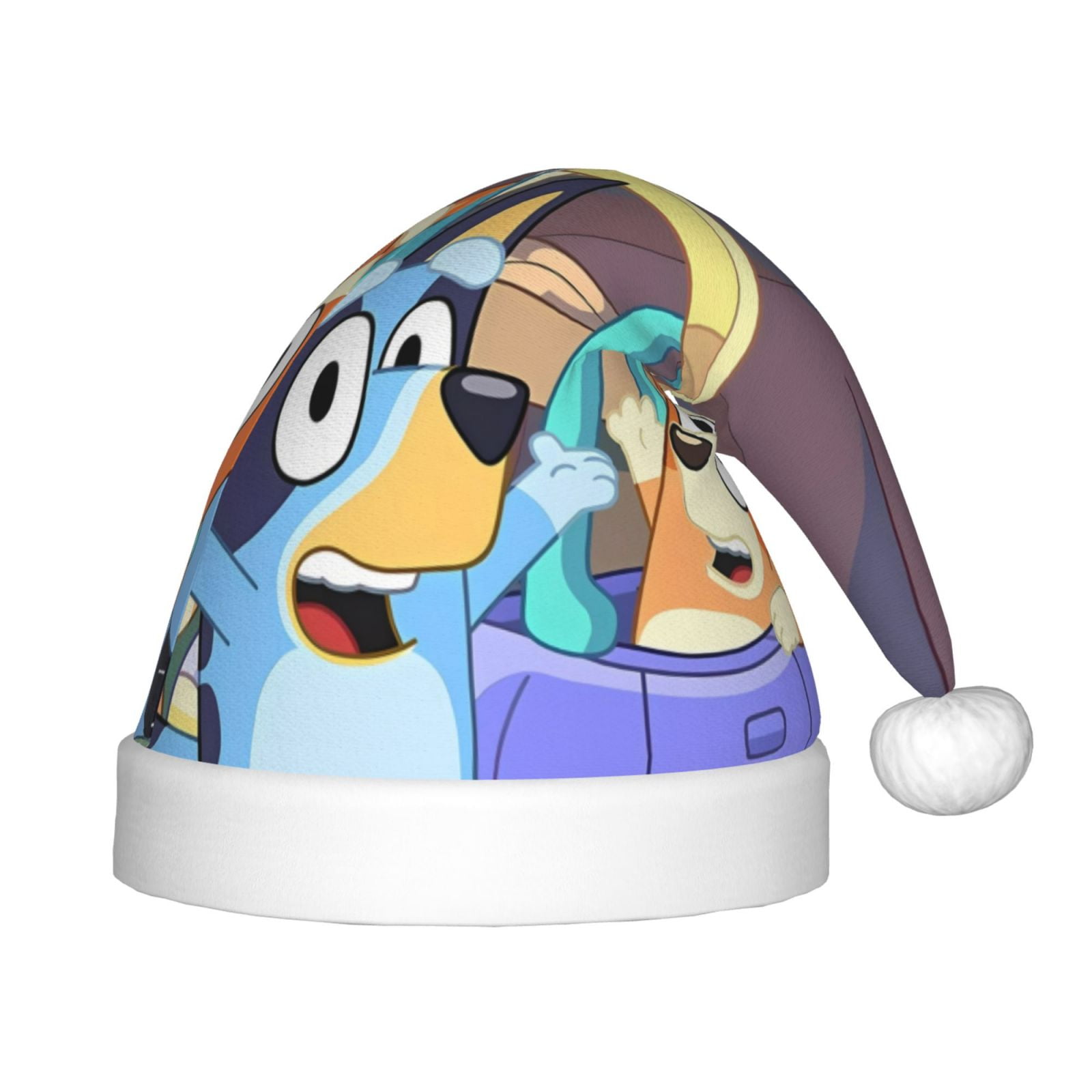 Gokiu Bluey Santa Hat for Kids Baby Christmas Hats Classic Santa Claus Hat for Christmas New Year Party