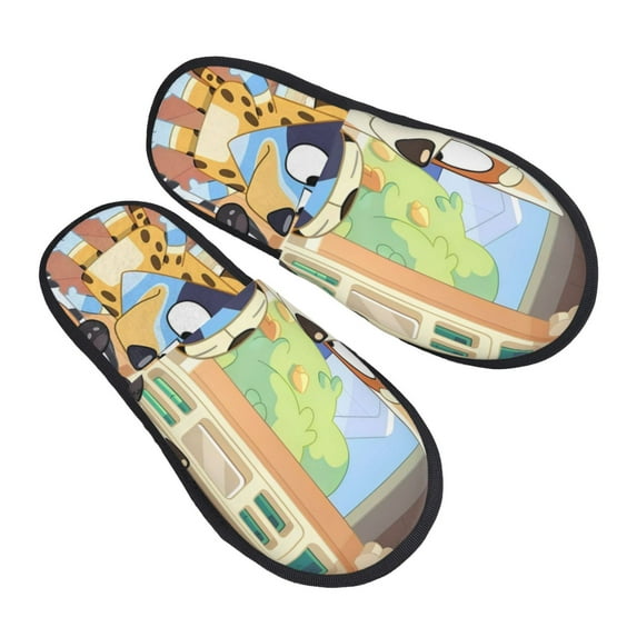 Gokiu Bluey Slippers for Women Fuzzy House Shoes Anti-Skid Sole Indoor Outdoor Slide Slipper