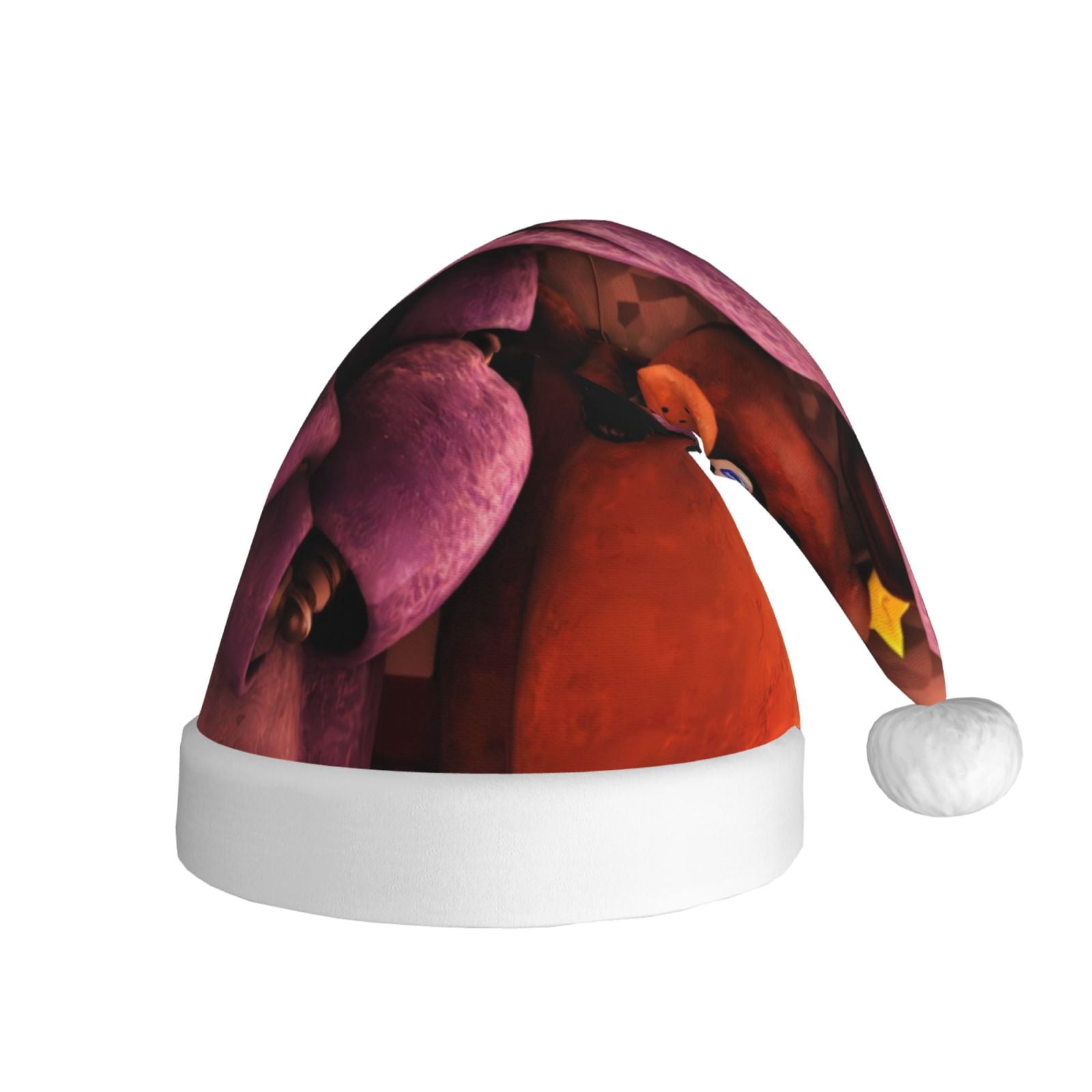Gokiu Five Nights At Freddy'S Santa Hat Christmas Hats for Adults Holiday Unisex Plush Beanie for Xmas New Year Party Headwear