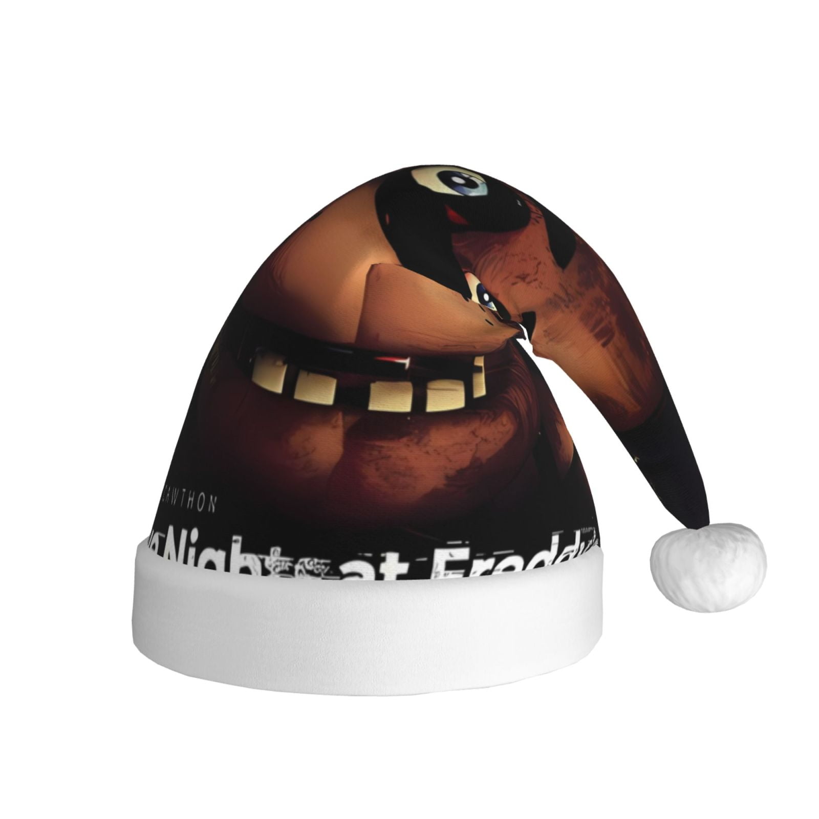 Gokiu Five Nights At Freddy'S Santa Hat Christmas Hats for Adults Holiday Unisex Plush Beanie for Xmas New Year Party Headwear