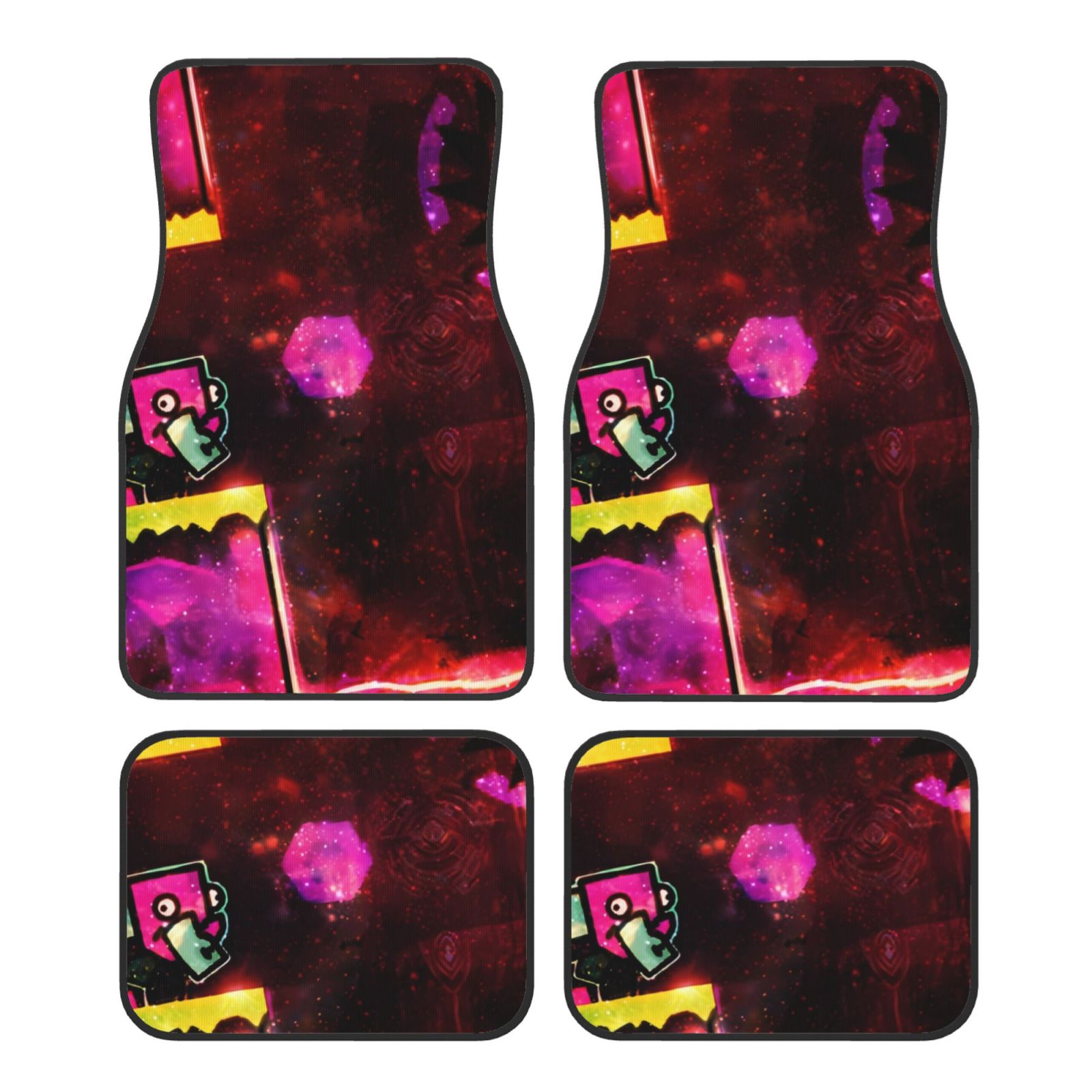Daisy Car Floor Mats Set Of 4,Daisy Print Flowers Design Black Vehicle Front Rear Carpets Mats Floral Decor Car Floor Carpets Rugs Non-Slip Auto Car Accessories Universal Fit For Car SUV