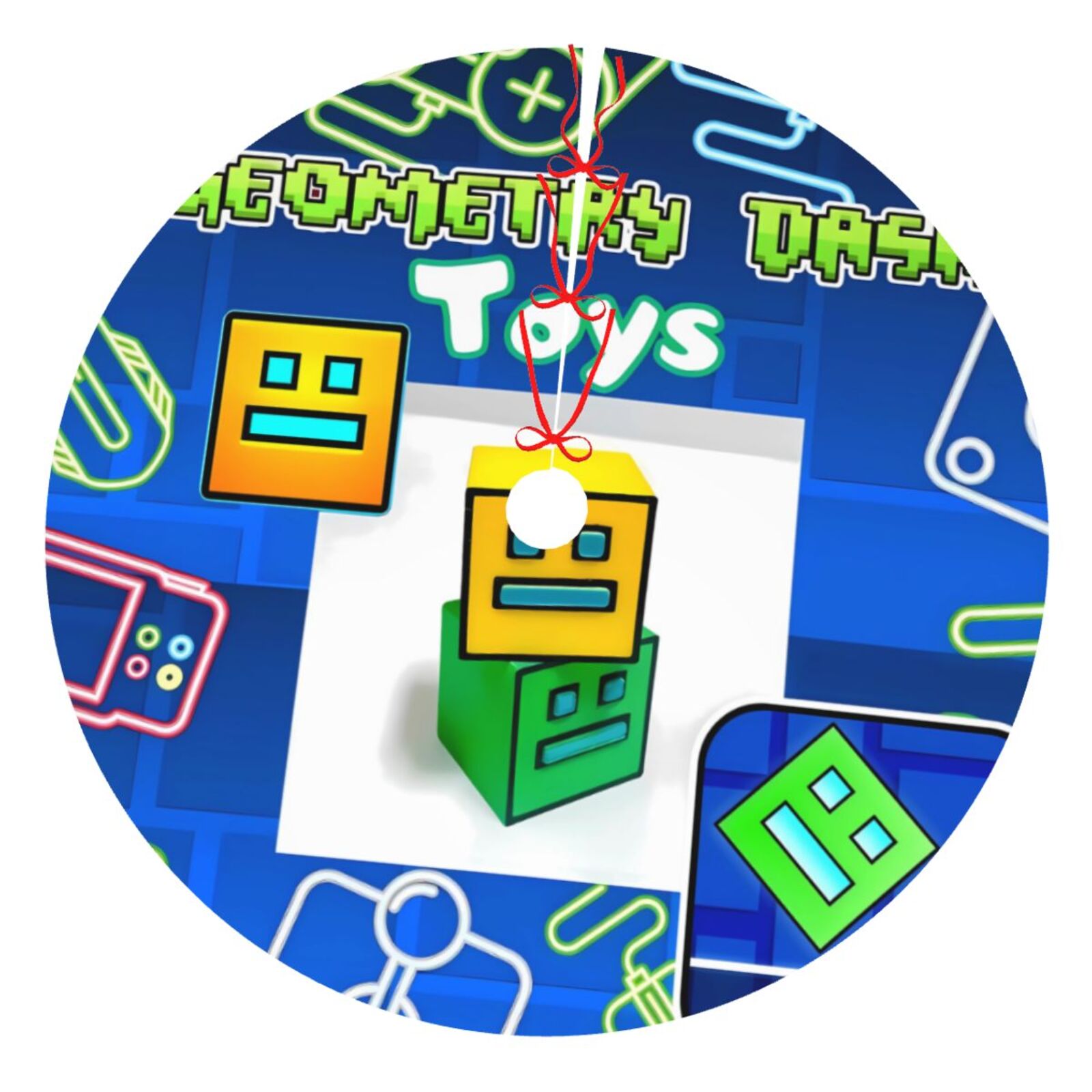 Tree Dash Gokiu Geometry Dash Christmas Tree Skirt 30 36 48 Inch Carpet Mat Party ...