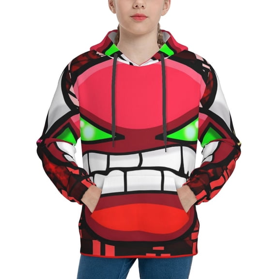 Gokiu Geometry Dash Kid Hoodies Boys Sweatshirts Girls Pullover with Pocket
