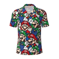 Gokiu Mario Men's Polo Shirts Short Sleeve Classic Button Golf Shirt Moisture Wicking Tees