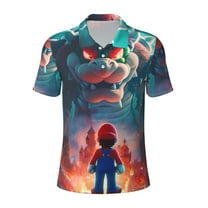 Gokiu Mario Men's Polo Shirts Short Sleeve Classic Button Golf Shirt Moisture Wicking Tees