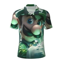 Gokiu Mario Men's Polo Shirts Short Sleeve Classic Button Golf Shirt Moisture Wicking Tees