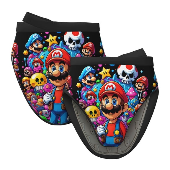 Gokiu Mario Mini Oven Mitts Silicone Little Kitchen Gloves Heat Resistant Non-Slip Grip Surfaces and Hanging Loop for Kitchen, Barbecue, Cooking, Baking