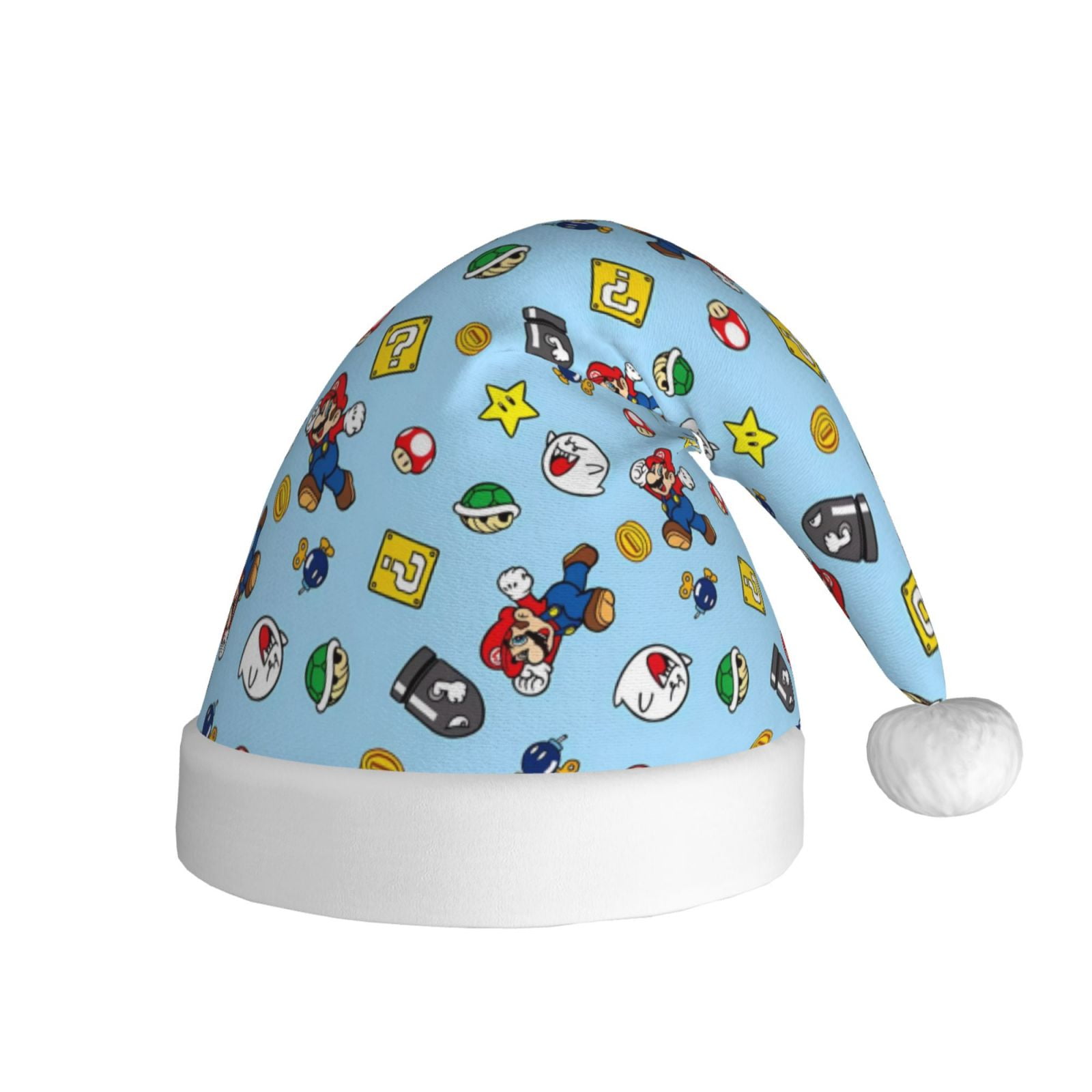 Gokiu Mario Santa Hat Christmas Hats for Adults Holiday Unisex Plush Beanie for Xmas New Year Party Headwear