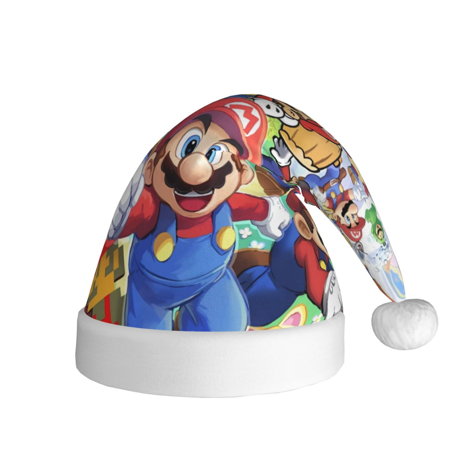 Gokiu Mario Santa Hat Christmas Hats for Adults Holiday Unisex Plush Beanie for Xmas New Year Party Headwear