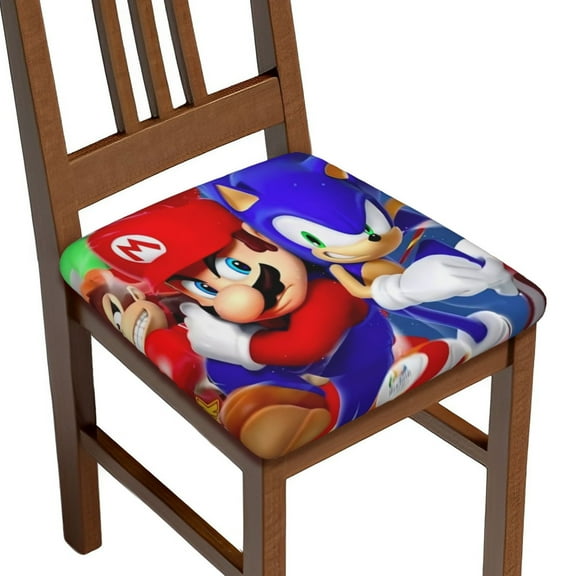Gokiu Mario Seat Covers for Dining Room Chair Set of 2 Stretch Fit Removable Washable Chair Seat Cushion Protector Slipcover for Kitchen, Office