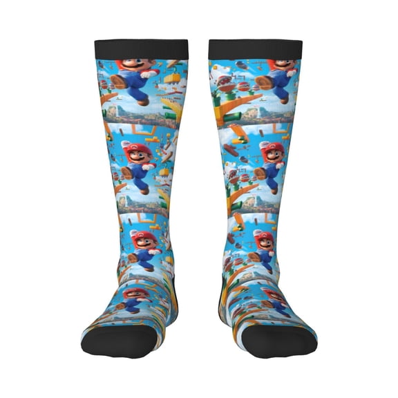 Gokiu Mario Womens Athletic Knee High Socks Outdoor Sport Socks Casual Tube Socks