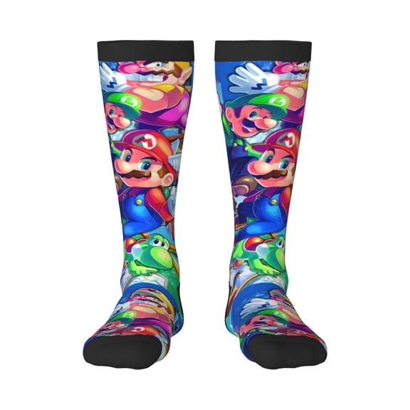 Gokiu Mario Womens Athletic Knee High Socks Outdoor Sport Socks Casual Tube Socks