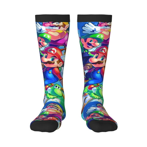 Gokiu Mario Womens Athletic Knee High Socks Outdoor Sport Socks Casual Tube Socks