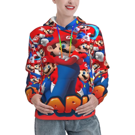 Gokiu Mario Womens Hoodies Pullover Casual Sweatshirts Fall Outfits Clothes with Pocket