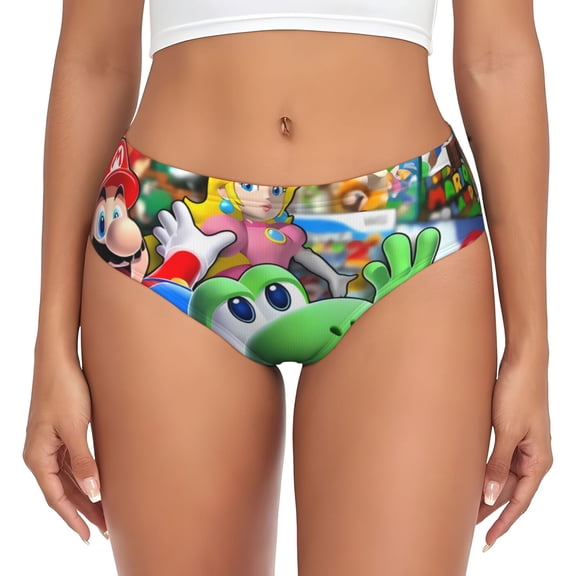 Gokiu Mario Womens Underwear Soft Briefs Ladies Breathable Panties Sexy Lingerie