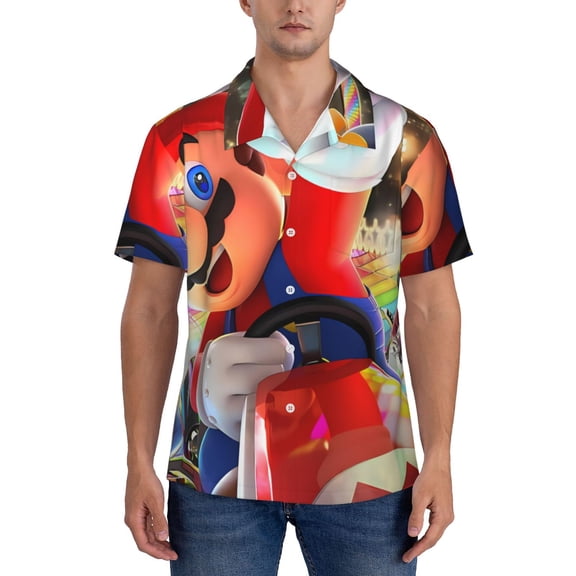 Gokiu Mario for Hawaiian Shirt for Men Casual Button Down Beach Shirt with Pocket