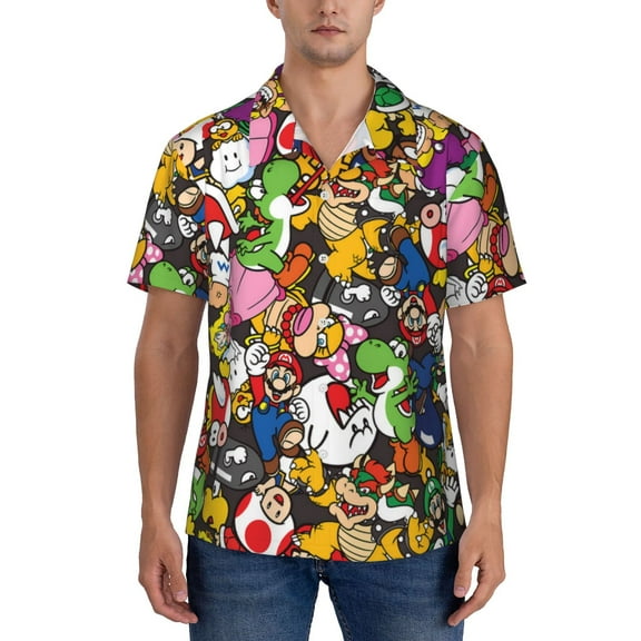 Gokiu Mario for Hawaiian Shirt for Men Casual Button Down Beach Shirt with Pocket