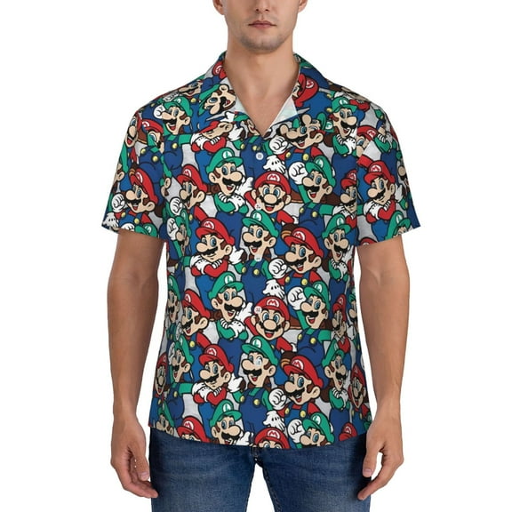 Gokiu Mario for Hawaiian Shirt for Men Casual Button Down Beach Shirt with Pocket