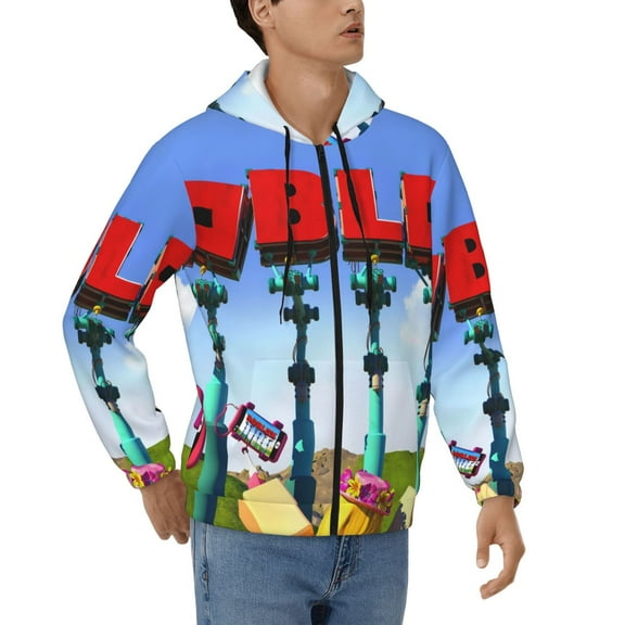 Gokiu Roblox Mens Hooded Pullover Zip Drawstring Hoodeds Casual Sweatshirts with Pocket