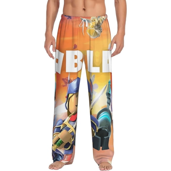 Gokiu Roblox Mens Pajama Lounge Pants Drawstring Pj Casual Pajama Bottoms with Pockets