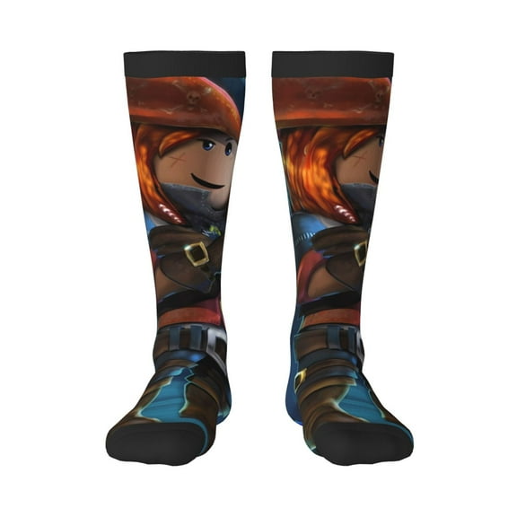 Gokiu Roblox Womens Athletic Knee High Socks Outdoor Sport Socks Casual Tube Socks