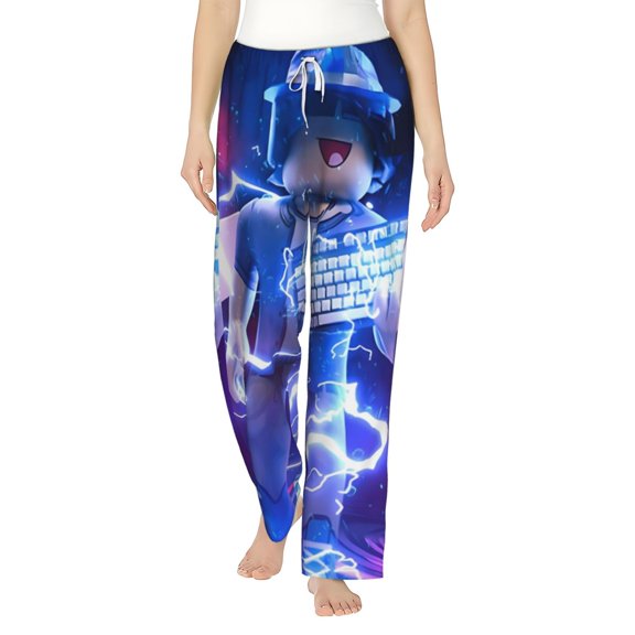 Gokiu Roblox Womens Pajama Pants Lounge Pants Women Drawstring Wide Leg Casual Pants with Pockets