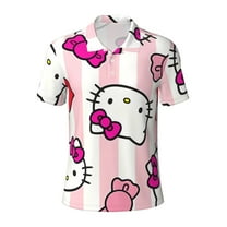 Gokiu Sanrio Men's Polo Shirts Short Sleeve Classic Button Golf Shirt Moisture Wicking Tees