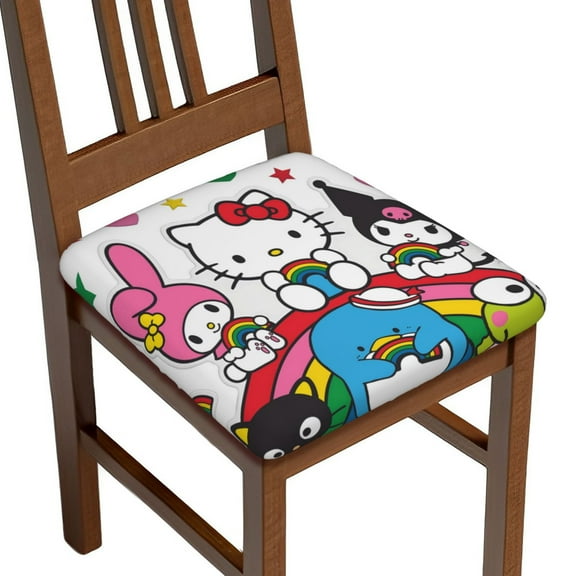 Gokiu Sanrio Seat Covers for Dining Room Chair Set of 2 Stretch Fit Removable Washable Chair Seat Cushion Protector Slipcover for Kitchen, Office