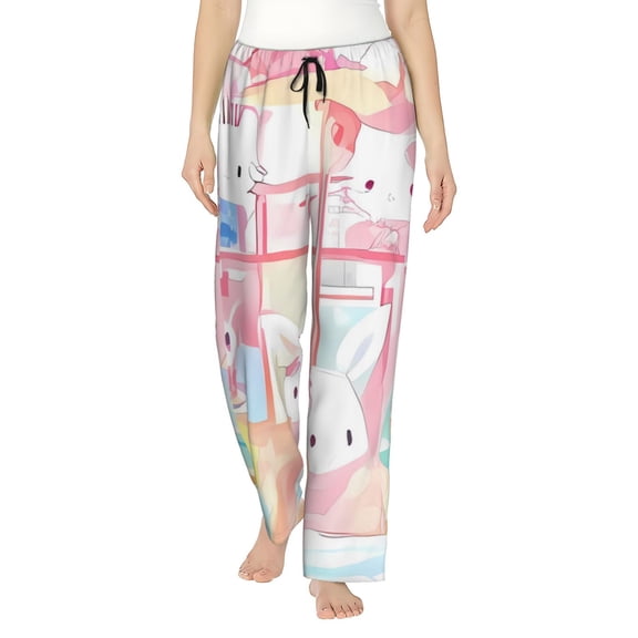 Gokiu Sanrio Womens Pajama Pants Lounge Pants Women Drawstring Wide Leg Casual Pants with Pockets