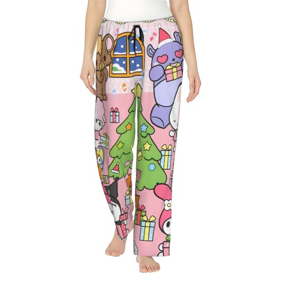 Gokiu Sanrio Womens Pajama Pants Lounge Pants Women Drawstring Wide Leg Casual Pants with Pockets