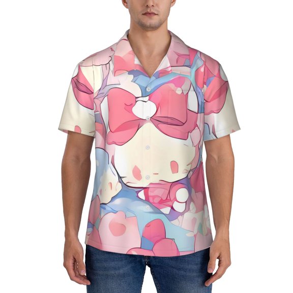 Gokiu Sanrio for Hawaiian Shirt for Men Casual Button Down Beach Shirt with Pocket