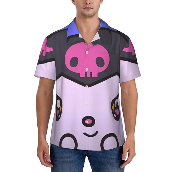 Gokiu Sanrio for Hawaiian Shirt for Men Casual Button Down Beach Shirt with Pocket