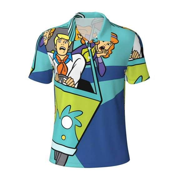 Gokiu Scooby-Doo Men's Polo Shirts Short Sleeve Classic Button Golf Shirt Moisture Wicking Tees