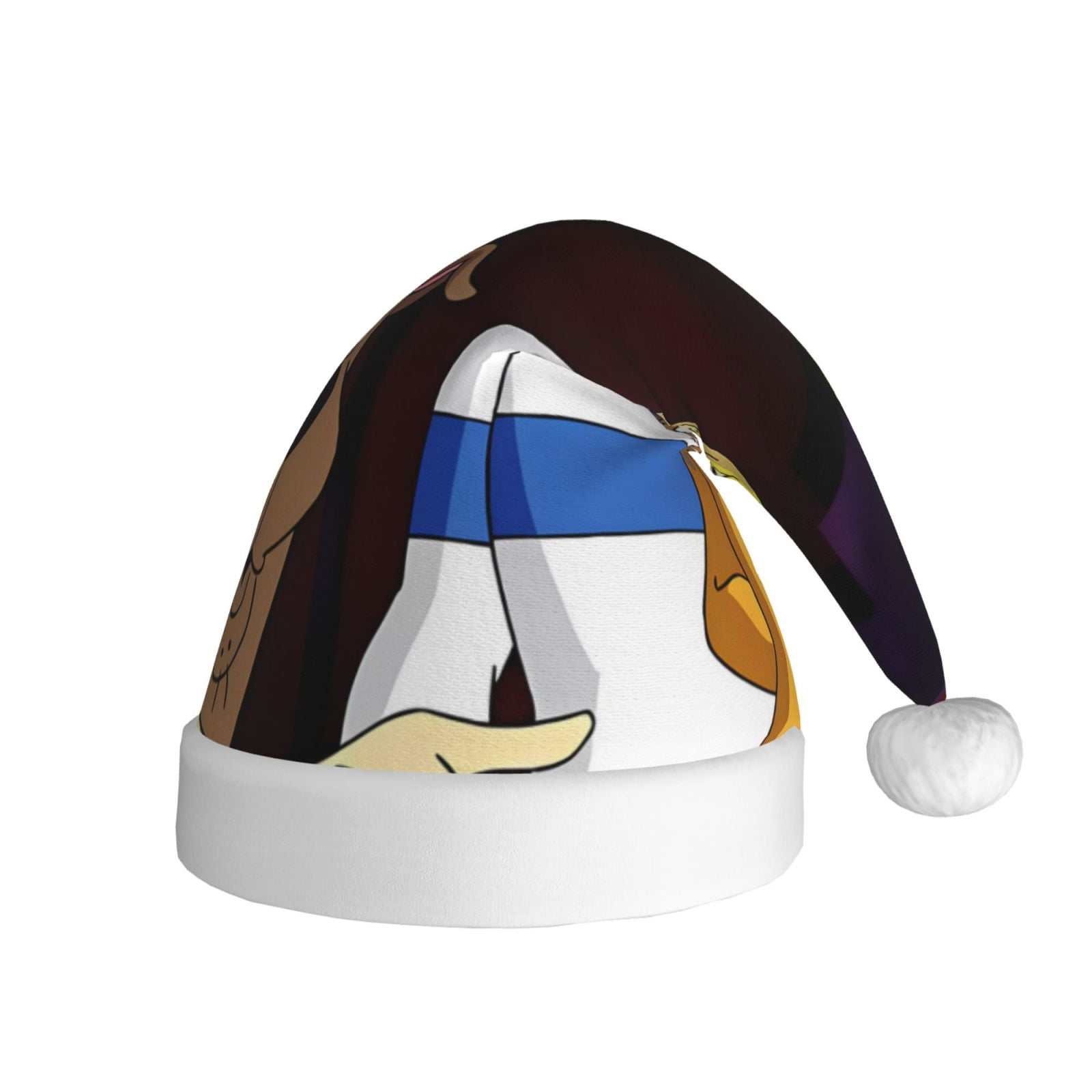 Gokiu Scooby-Doo Santa Hat Christmas Hats for Adults Holiday Unisex Plush Beanie for Xmas New Year Party Headwear